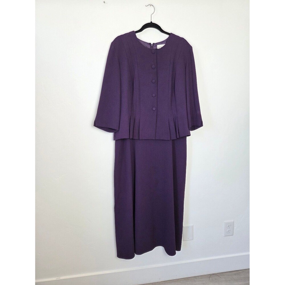 Vintage J. Taylor Jacket Dress Royal Purple Maxi Size 16 XL Grandmacore 90s Y2K